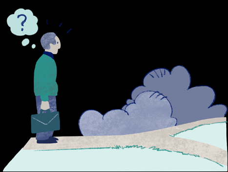 illustration of man who cannot find his way